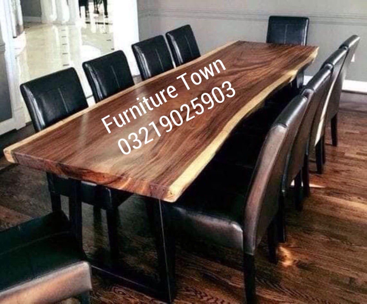 Premium Live Edge Walnut Dining Table Set in Peshawar