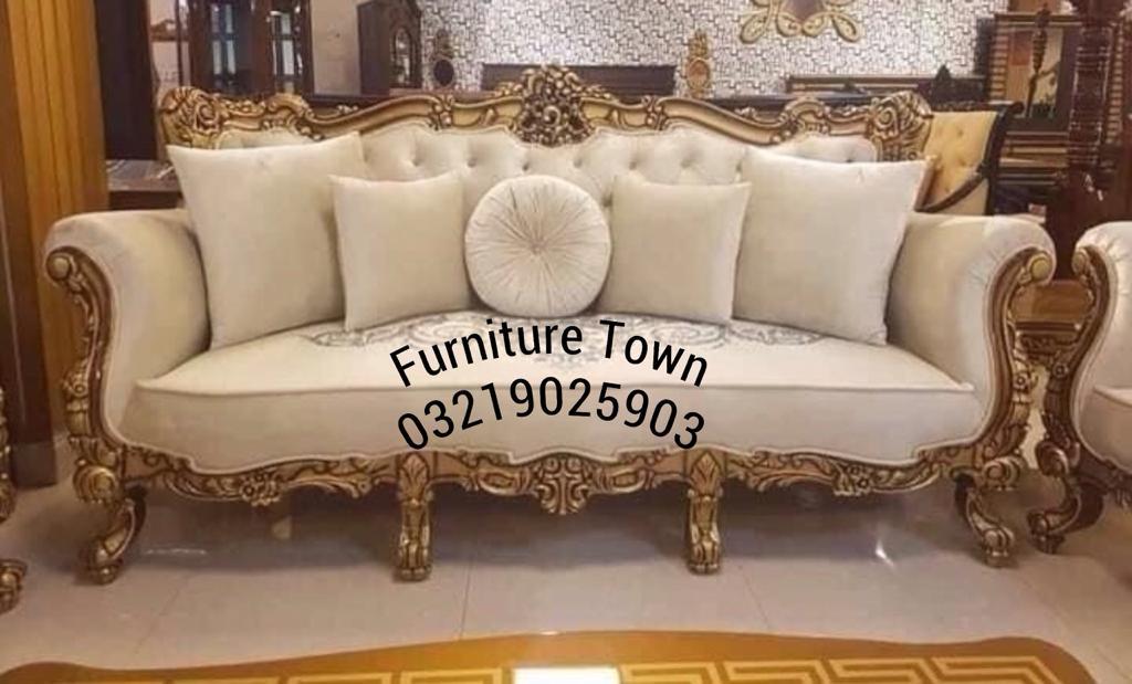 Royal Gold Carved Sofa Set in Peshawar